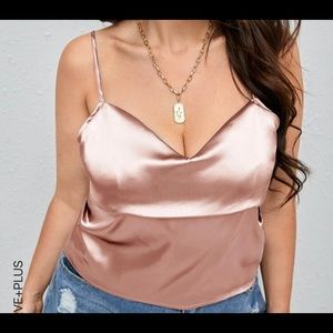 Satin pink top with bow in back
